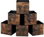 Relaxdays Aufbewahrungsboxen Vliesstoff Schwarz Braun Faltbar Holzoptik 6er Set 26 cm