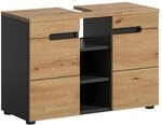 Waschbeckenunterschrank Canu 2-t&uuml;rig mit offenem Fach Artisan/Grau 55 cm x 80...