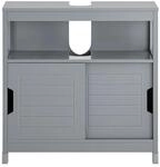 SoBuy Waschbeckenunterschrank Badschrank mit Fu&szlig;polster 60x60x30cm Grau FRG128-SG