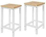 SoBuy 2er Set Esszimmerstuhl K&uuml;chenstuhl Barhocker Massivholz 35x61x35cm Wei&szlig;natur