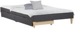 Homestyle4u Polsterbett 90x200 mit 2 Bettk&auml;sten in Grau mit Lattenrost 2619