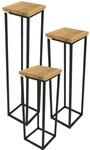 holz4home Blumenst&auml;nder Dekost&auml;nder Eiche Natur Ge&ouml;lt 3 Teiliges SET