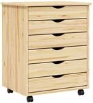 vidaXL Rollcontainer mit Schubladen MOSS Klarlack 53 x 39 x 65,5 cm 42032401
