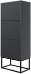 Selsey Schuhschrank Veldio Rillenfront Schwarzes Gestell Schwarz 50 cm