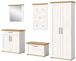 Inn.Furn Garderoben-Set 5-teilig Wei&szlig; L&auml;rche 285 cm Landhaus-Stil Mirano