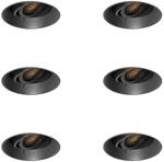 QAZQA Set mit 6 Modernen EinbauSpots Schwarz GU10 Rund Randlos Oneon Honey