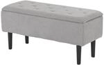 HOMCOM Sitzbank mit Stauraum Klappdeckel Samtoptik Grau 95 x 38 x 45 cm