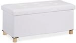 Relaxdays Sitzbank Kunstleder Wei&szlig; Faltbar 35 cm x 76 cm x 37 cm 5,5 kg