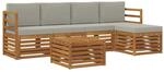 vidaXL Sofagarnituren 6 Tlg Natur und Hellgrau Massivholz Akazie 3374671