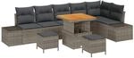 vidaXL Gartensofa-Set mit Kissen mit Speicher 9 Stk Grau Poly Rattan 3364753