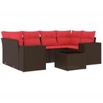 vidaXL 7-Tlg Gartensofa-Set mit Kissen Braun Polyrattan 3222323