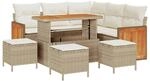 vidaXL Gartensofa-Set mit Kissen 9 Stk Beige und Creme Poly-Rattan 3365261