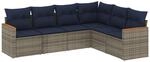 vidaXL 6-Tlg Gartensofa-Set mit Kissen Grau Polyrattan 3226005