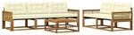 vidaXL Outdoor-Sofagarnitur mit Kissen 6 Stk Natur und Creme 3381250