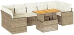 vidaXL 8-Tlg Garten-Sofagarnitur mit Kissen Beige Poly Rattan 3327012