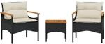 vidaXL 3-tlg Garten-Sofagarnitur mit Kissen Schwarz Poly Rattan Modell 15
