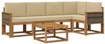 vidaXL Outdoor-Sofagarnitur 6 Stk Natur und Beige Massivholz Akazie 3385229