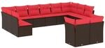 vidaXL 12-Tlg Gartensofa-Set mit Kissen Braun Polyrattan 3218434