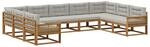 vidaXL Outdoor-Sofagarnitur mit Kissen 9 Stk Natur und Hellgrau 3382889