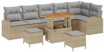 vidaXL Garten-Sofa-Set mit Kissen 9-Tlg Beige Poly Rattan 3362417
