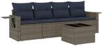 vidaXL 5-Tlg Gartensofa-Set mit Kissen Grau Polyrattan 3219890