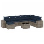 vidaXL 9-Tlg Gartensofa-Set mit Kissen Grau Polyrattan 3222970