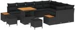 vidaXL Gartensofa-Set mit Kissen 12 Stk Schwarz Poly Rattan 3364899