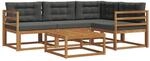 vidaXL Outdoor-Sofagarnitur mit Kissen 5-Tlg Natur und Anthrazit 3367530