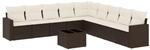 vidaXL 10-Tlg Garten-Sofagarnitur mit Kissen Braun Poly Rattan 3251440