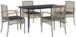 vidaXL 5-Tlg Garten-Essgruppe mit Kissen Grau Poly Rattan 3213612