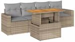 vidaXL 5-Tlg Garten-Sofagarnitur mit Kissen Beige Poly Rattan 3326985