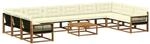 vidaXL Outdoor-Sofagarnitur mit Kissen 11 Stk Natur und Creme 3381726