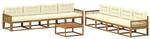 vidaXL Outdoor-Sofagarnitur mit Kissen 9 Stk Natur und Creme 3382448