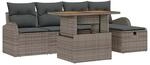 vidaXL 6-Teilige Garten-Sofa-Garnitur mit Grauen Kissen aus Poly Rattan 3361293