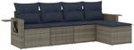 vidaXL 5-Tlg Gartensofa-Set mit Kissen Grau Polyrattan 3220090