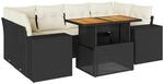 vidaXL 7-Tlg Garten-Sofagarnitur mit Kissen Schwarz Poly Rattan 3327339