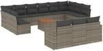 vidaXL 14-Tlg Garten-Sofagarnitur mit Kissen Grau Poly Rattan 3256697