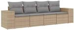 vidaXL 4-tlg Garten-Sofagarnitur mit Kissen Beige Poly Rattan Modell 76