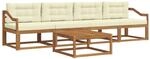 vidaXL Outdoor-Sofagarnitur mit Kissen 5 Stk Natur und Creme 3367173