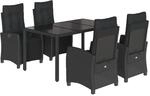 vidaXL 5-Tlg Garten-Essgruppe mit Kissen Schwarz Poly Rattan 3212890