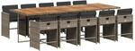 vidaXL 11-tlg Garten-Essgruppe mit Kissen Grau Poly Rattan Modell 54