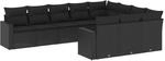 vidaXL 10-Tlg Garten-Sofagarnitur mit Kissen Schwarz Poly Rattan 3219475