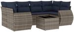vidaXL 7-Tlg Gartensofa-Set mit Kissen Grau Polyrattan 3221120