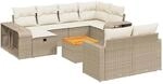 vidaXL 11-Tlg Garten-Sofagarnitur mit Kissen Beige Poly Rattan 3266258