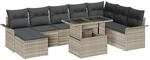 vidaXL Garten-Sofa-Set mit Kissen mit Speicher 9-Tlg Hellgrau 3357075