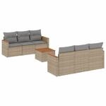 vidaXL 7-Tlg Garten-Sofagarnitur mit Kissen Beige Poly Rattan 3258195