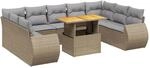 vidaXL 10-Tlg Garten-Sofagarnitur mit Kissen Beige Poly Rattan 3272340