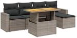 vidaXL 6-Tlg Garten-Sofagarnitur mit Kissen Grau Poly Rattan 3271291