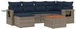 vidaXL 7-Tlg Gartensofa-Set mit Kissen Grau Polyrattan 3224668