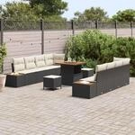 vidaXL Garten-Sofa-Set mit Kissen 11-Tlg Schwarz Poly Rattan 3362885